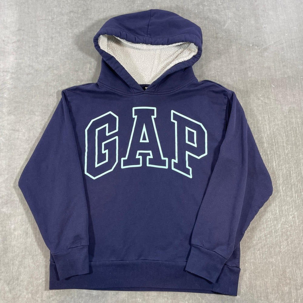 GAP Women's‎ Large Navy Blue Sherpa Lined Hood Hoodie Pullover